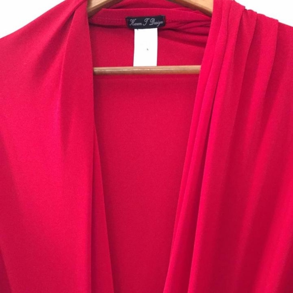 Cherry red long flowing cocktail dress x-large - Picture 8 of 10